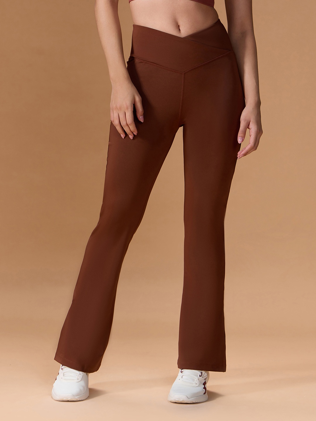 

KICA Women Flared-Fit Mid-Rise Track Pant With Side Slit, Brown