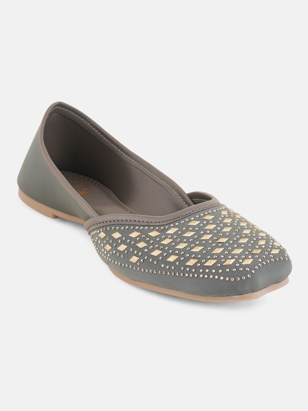 

Style Shoes Embellished Round Toe Mojaris, Grey