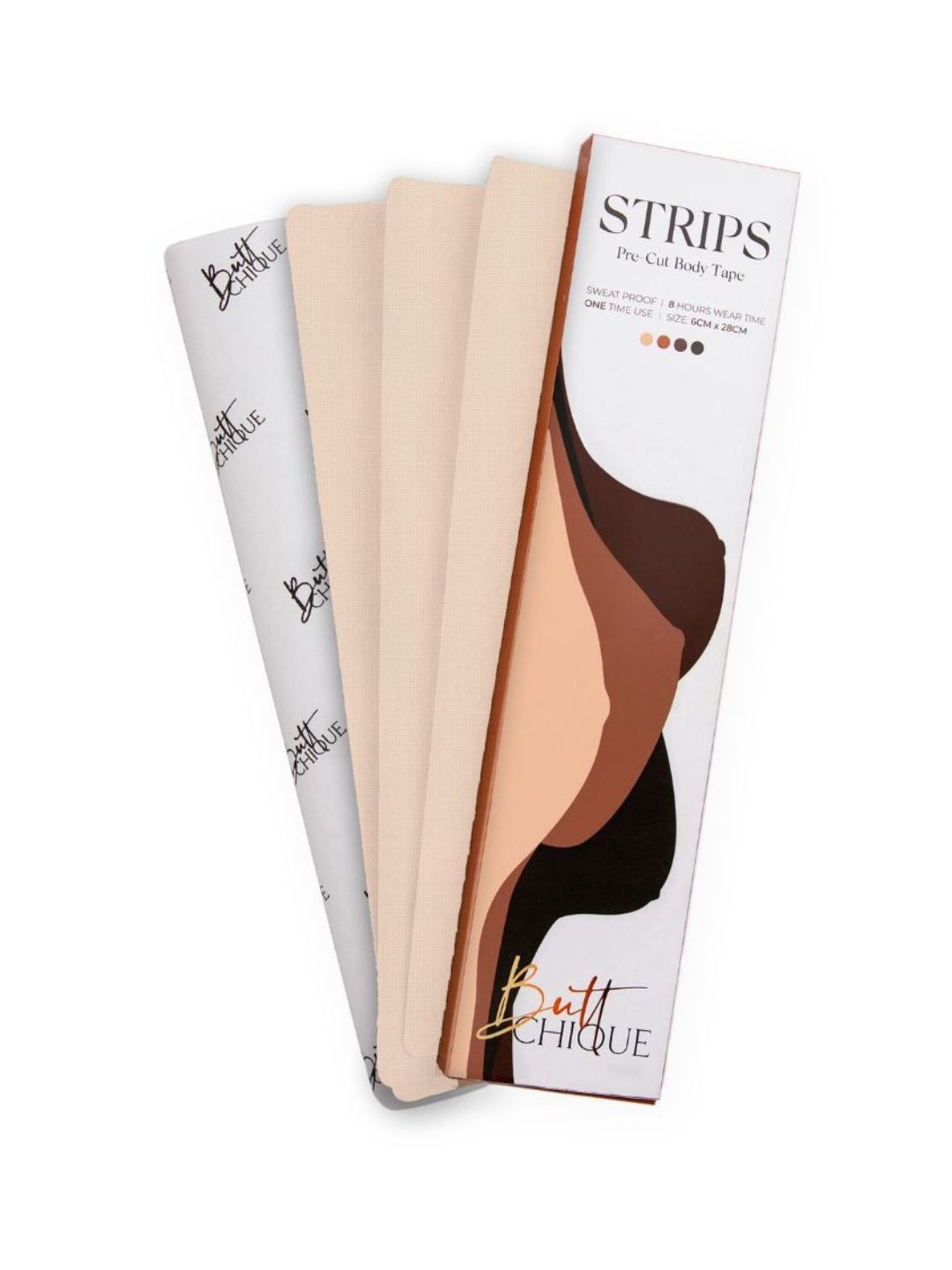 

Butt-Chique Pack Of 10 Pre-Cut Body Tape Strips, Beige