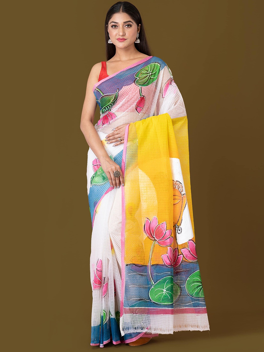 

HOUSE OF ARLI Ethnic Motifs Woven Design Saree, Yellow