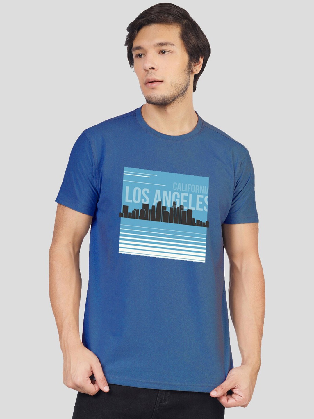 

Greylongg Humour and Comic Printed Round Neck Cotton Polo T-shirt, Blue