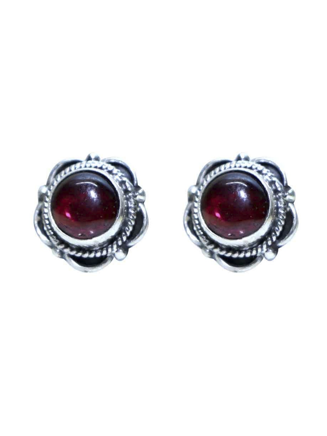 

Abhooshan 92.5 Sterling Silver Floral Artificial Stones Studded Studs Earrings