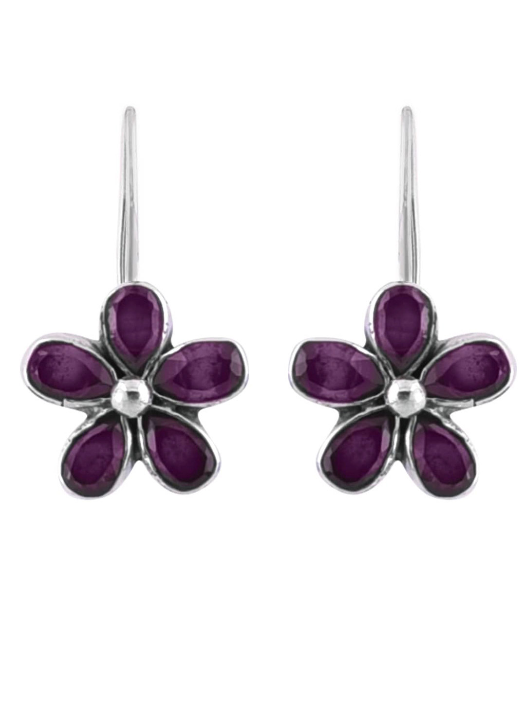 

Abhooshan Sterling Silver Faux Ruby Contemporary Drop Earrings, Purple