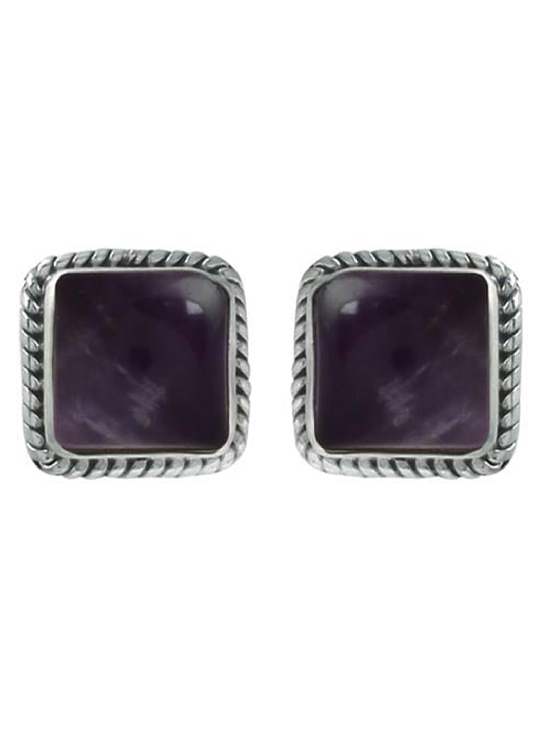 

Abhooshan 92.5 Sterling Silver Geometric Onyx Studded Studs Earrings