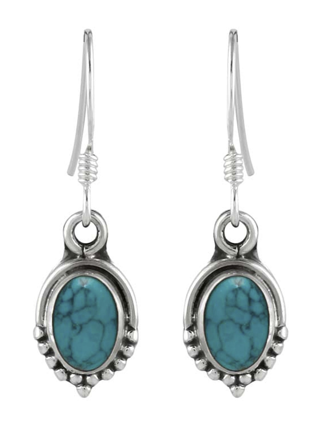 

Abhooshan Oxidised Sterling Silver Turquoise Drop Earrings