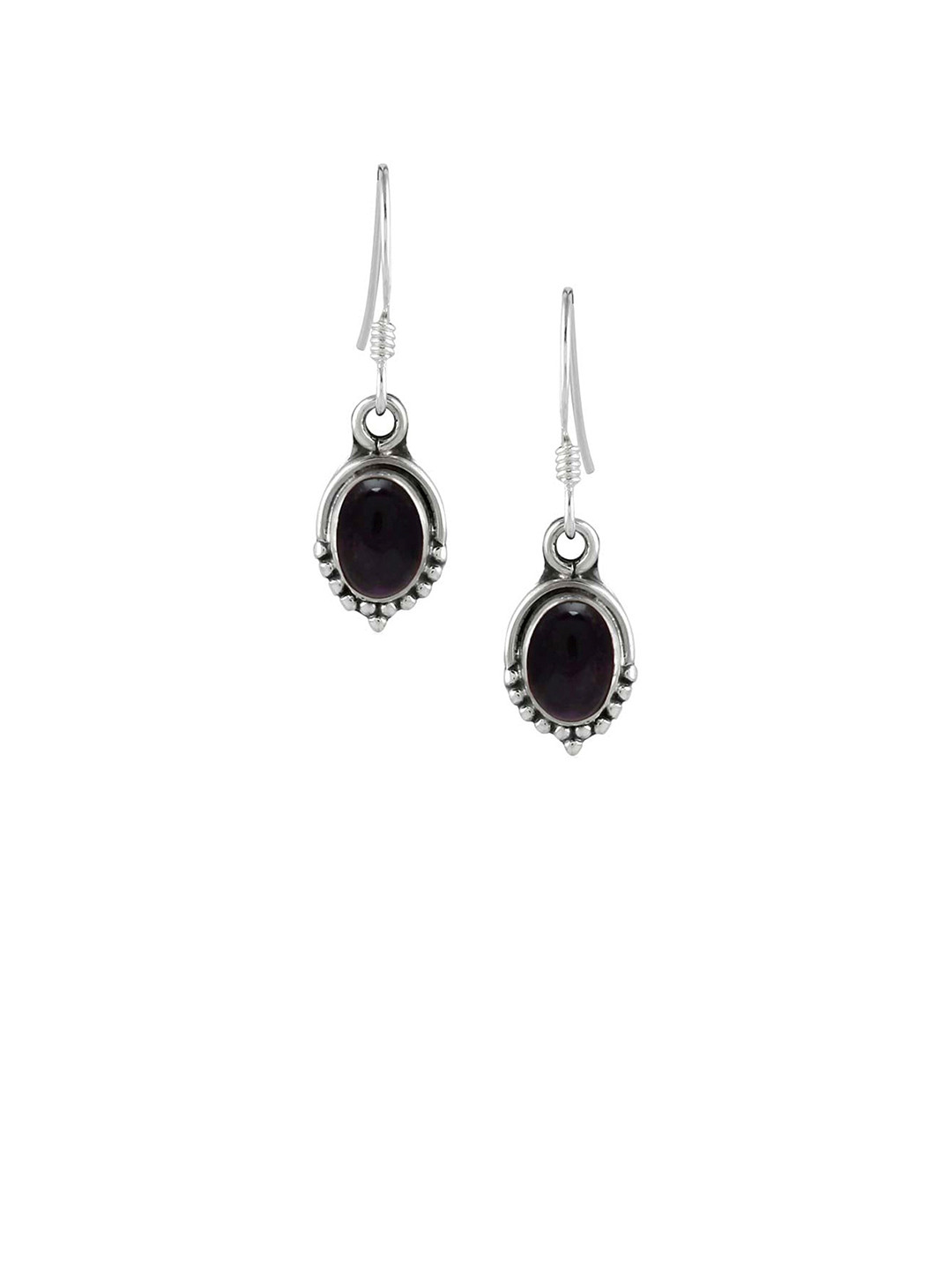 

Abhooshan 92.5 Sterling Silver Amethyst Studded Drop Earrings