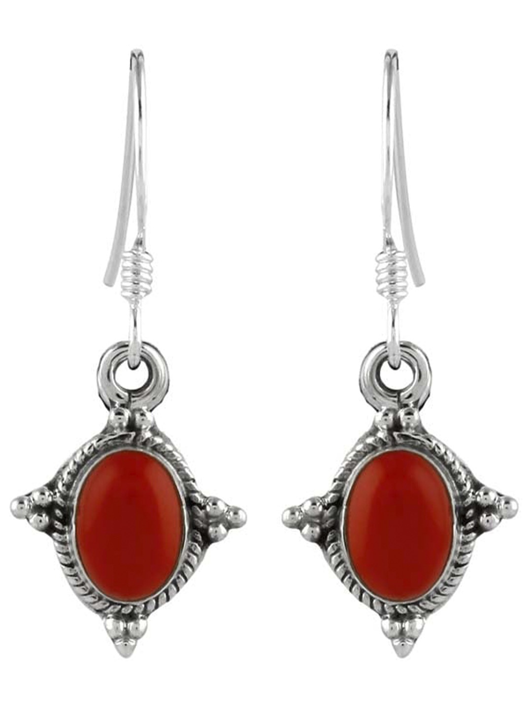 

Abhooshan Oxidised Sterling Silver Coral Drop Earrings