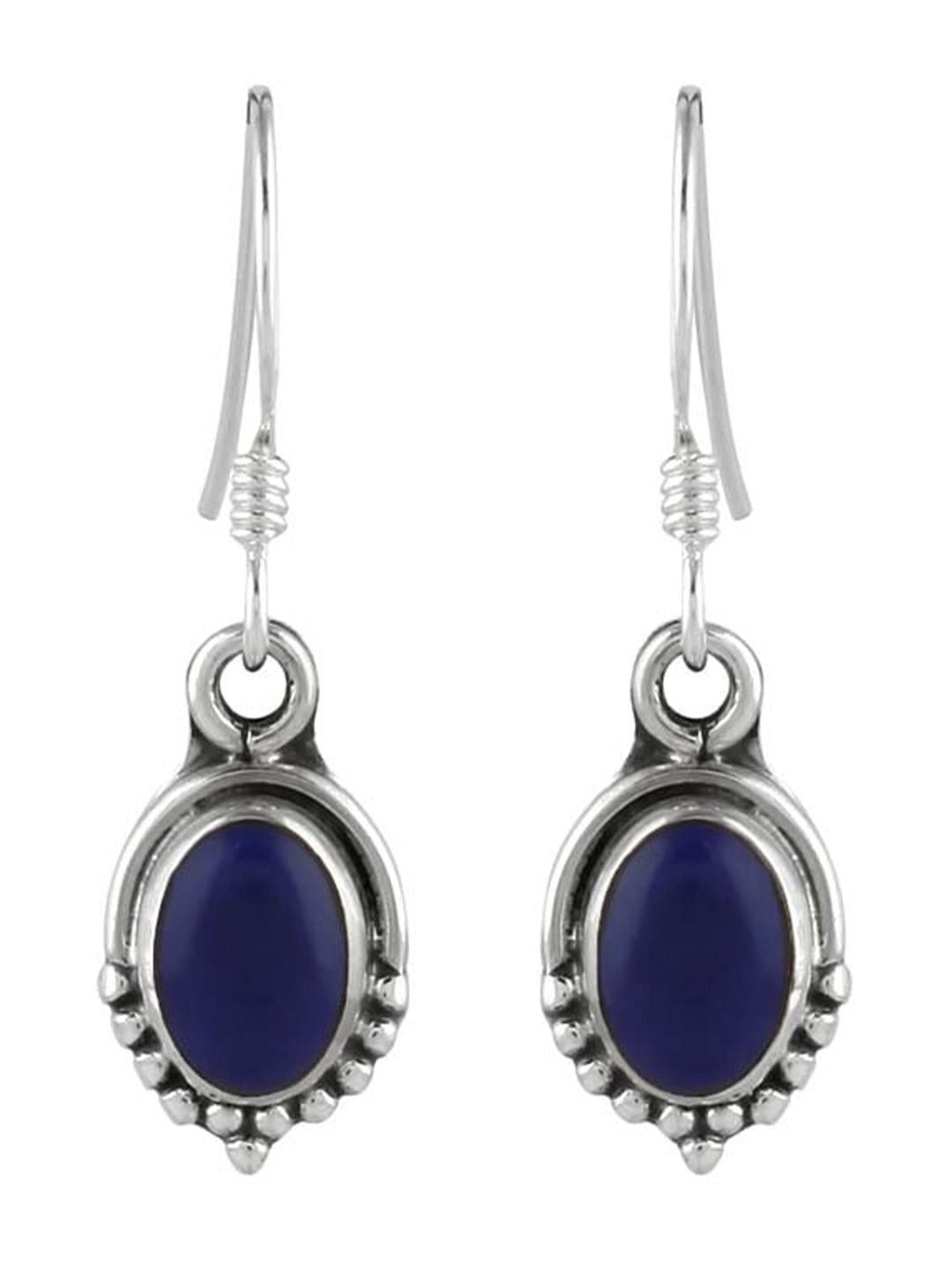 

Abhooshan 92.5 Sterling Silver Lapis Lazuli Studded Drop Earrings
