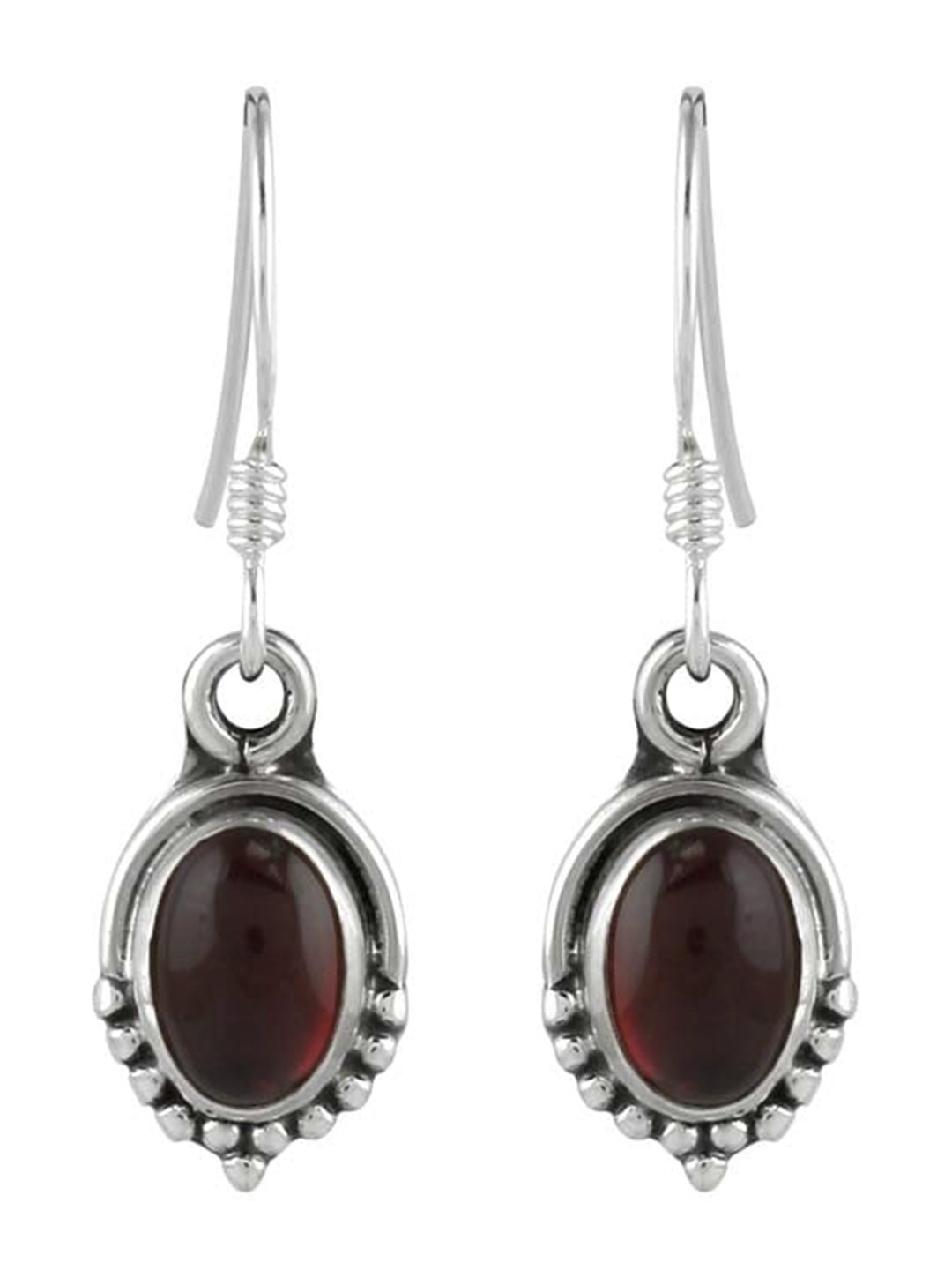

Abhooshan Sterling Silver Garnet Drop Earrings