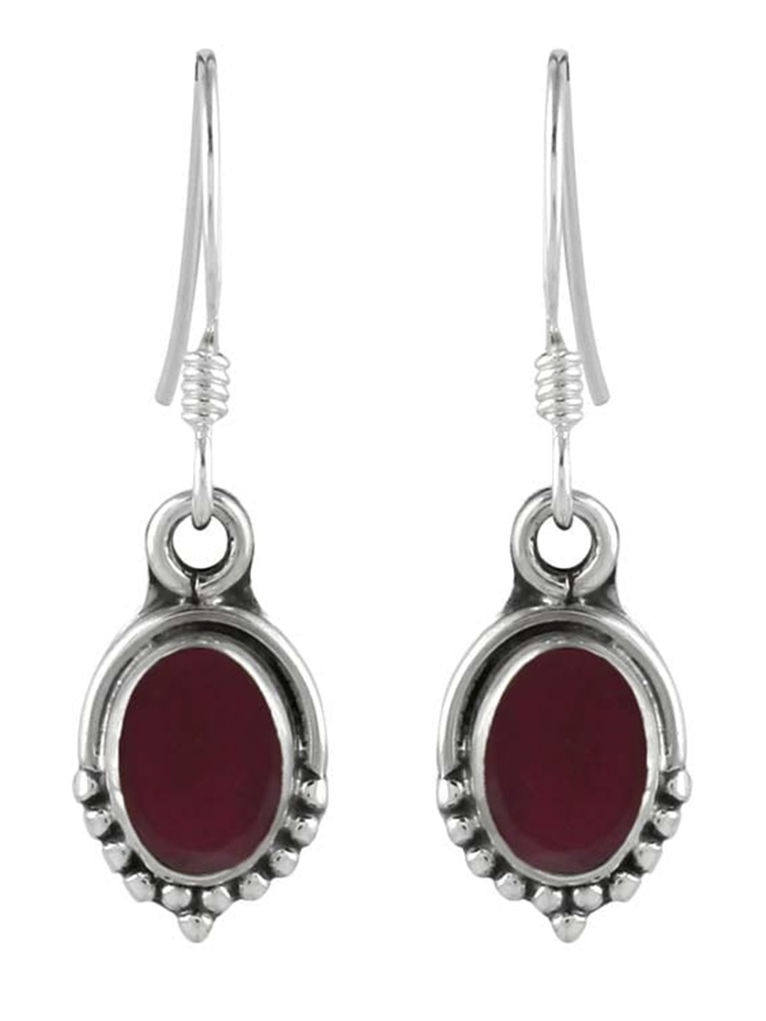 

Abhooshan Sterling Silver Faux Ruby Drop Earrings