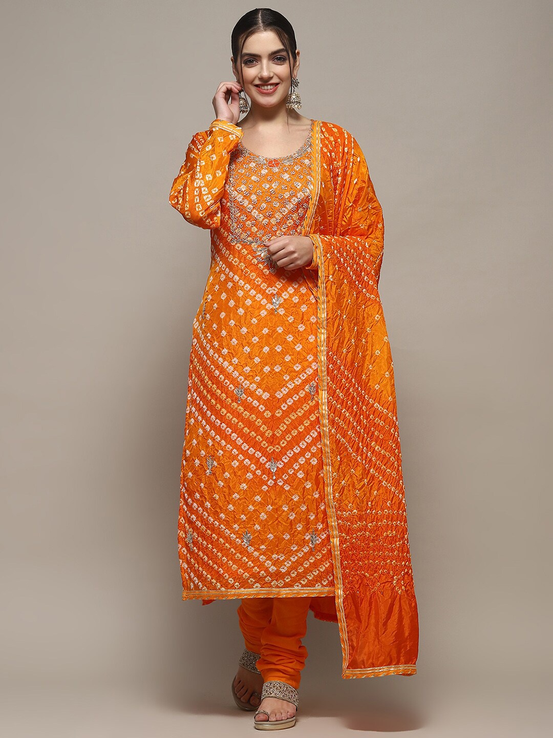 

Biba Yellow & Orange Printed Unstitched Dress Material