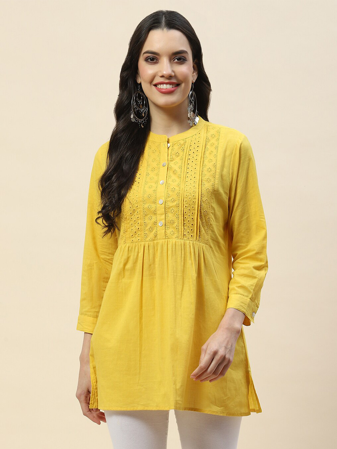 

Meena Bazaar Self Design Cotton Kurta, Yellow
