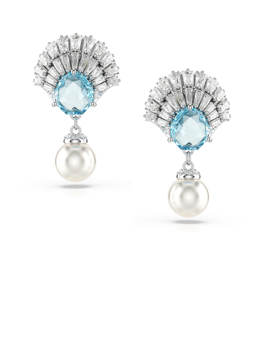 

Swarovski Blue Rhodium Plated Shell Idyllia Drop Earrings, Silver