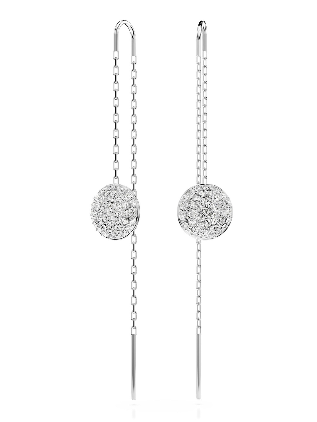 

SWAROVSKI METEORA Sublima Rhodium Plated Crystal Studded Drop Earrings, Silver
