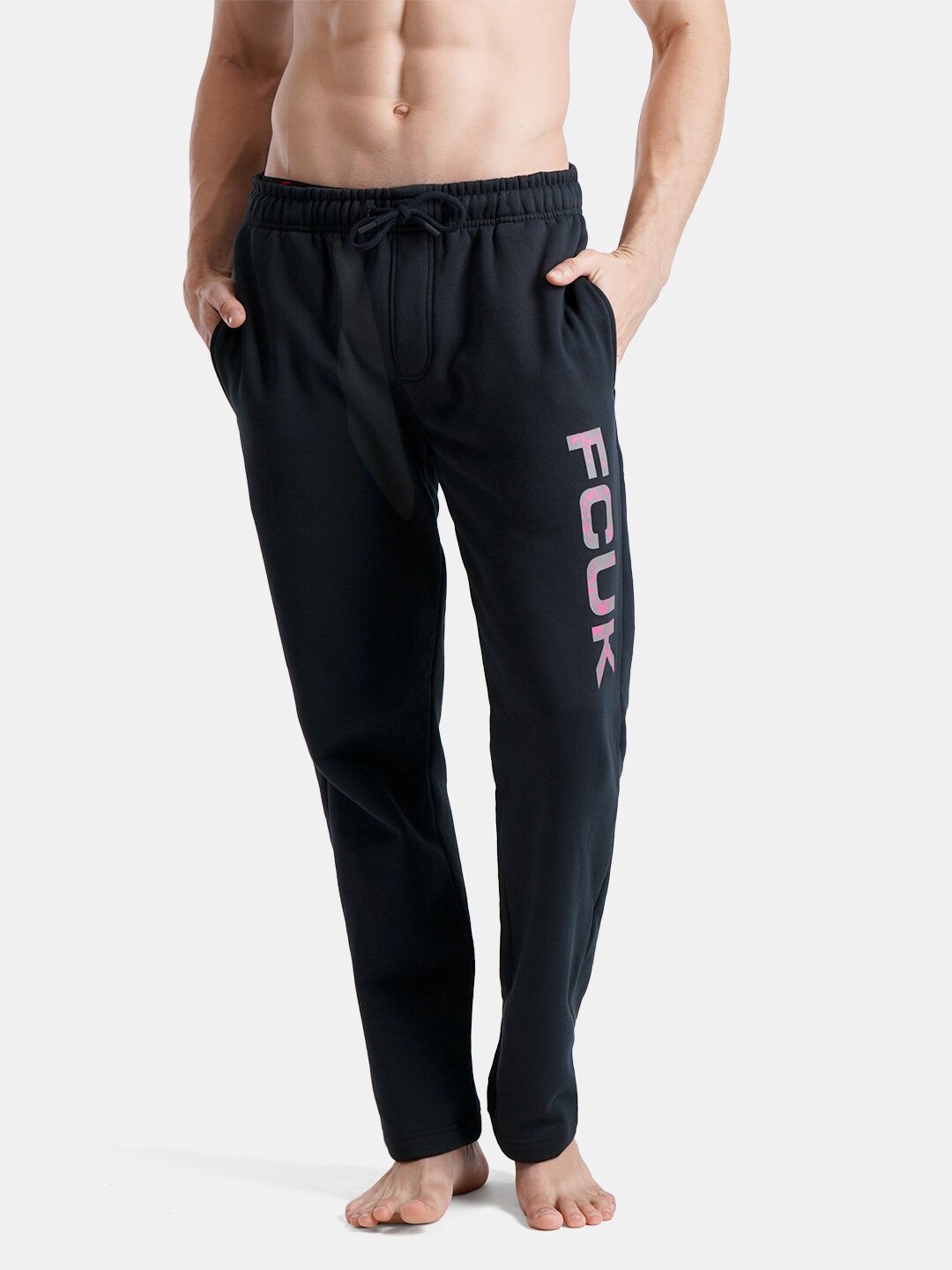

FCUK Men Mid-Rise Straight Leg Lounge Pants, Black