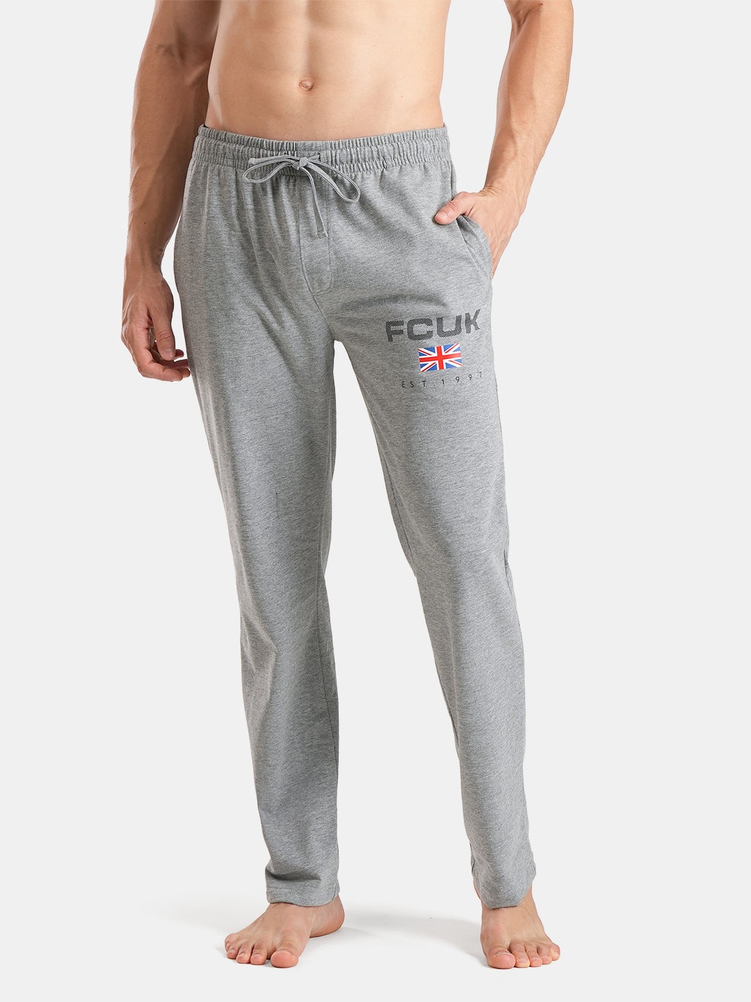 

FCUK Men Antimicrobial Moisture Wicking Cotton Lounge Pants, Grey