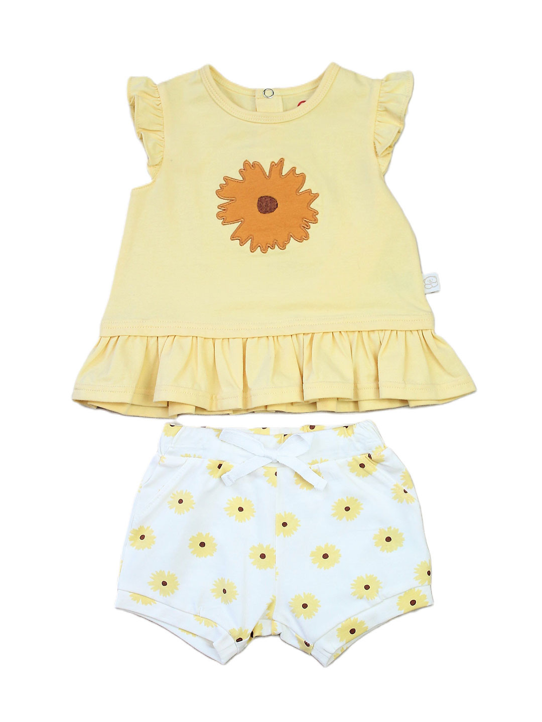

BAESD Girls Printed Bio Wash Pure Cotton Top With Shorts, Yellow