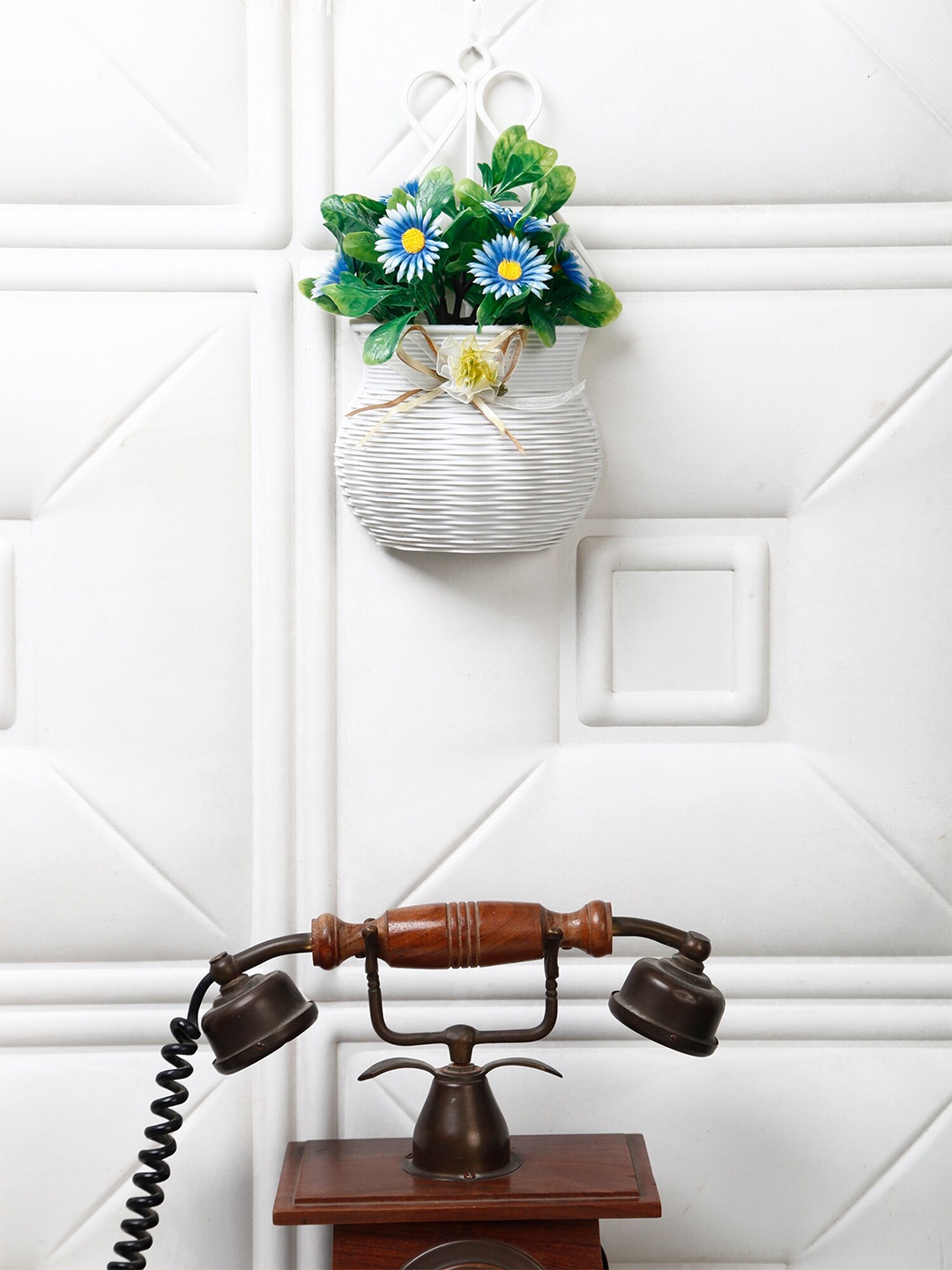 

FOLIYAJ White & Green Hanging Artificial Flowers and Plants