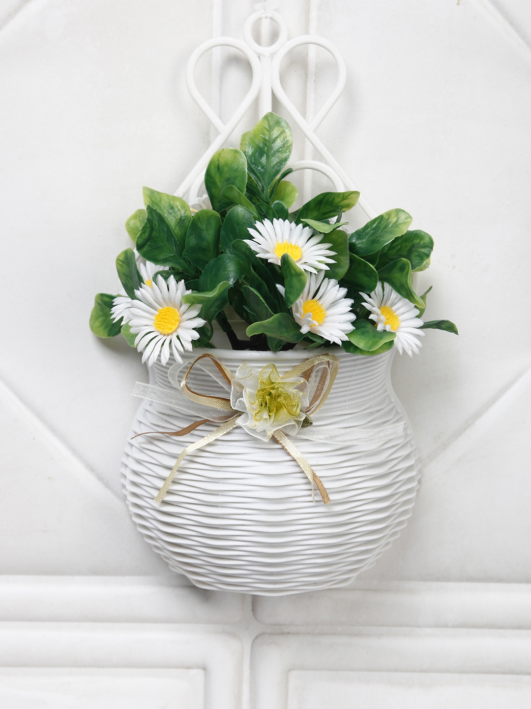 

FOLIYAJ White & Green Hanging Artificial Flowers and Plants