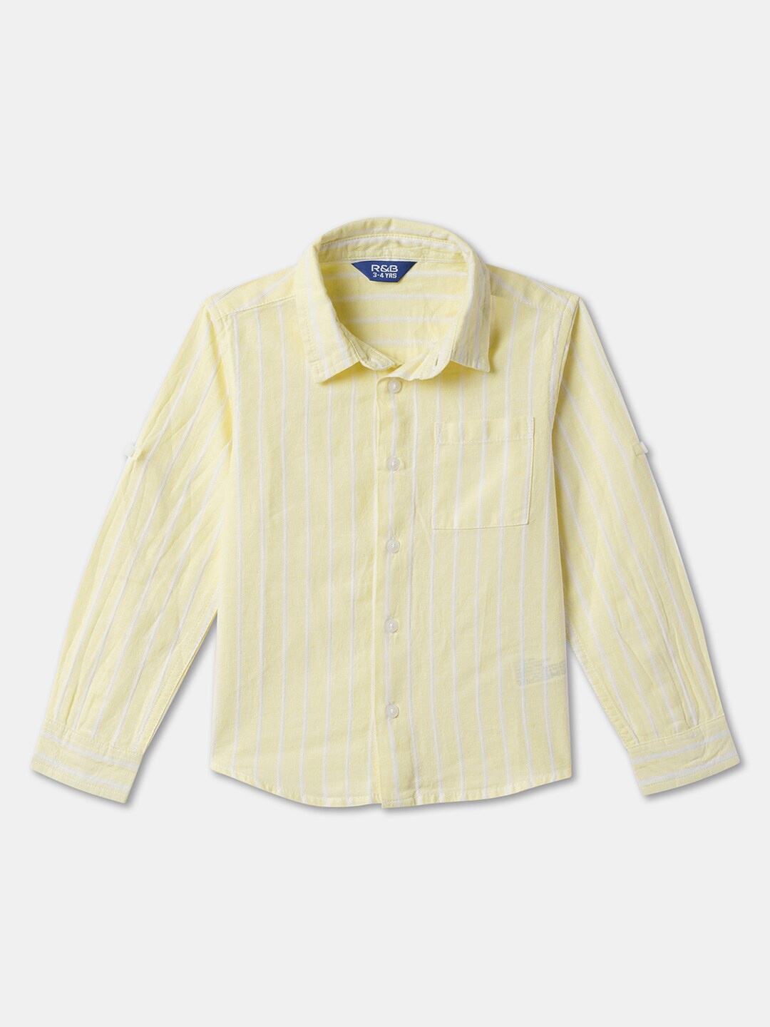 

R&B Boys Vertical Stripes Cotton Casual Shirt, Yellow