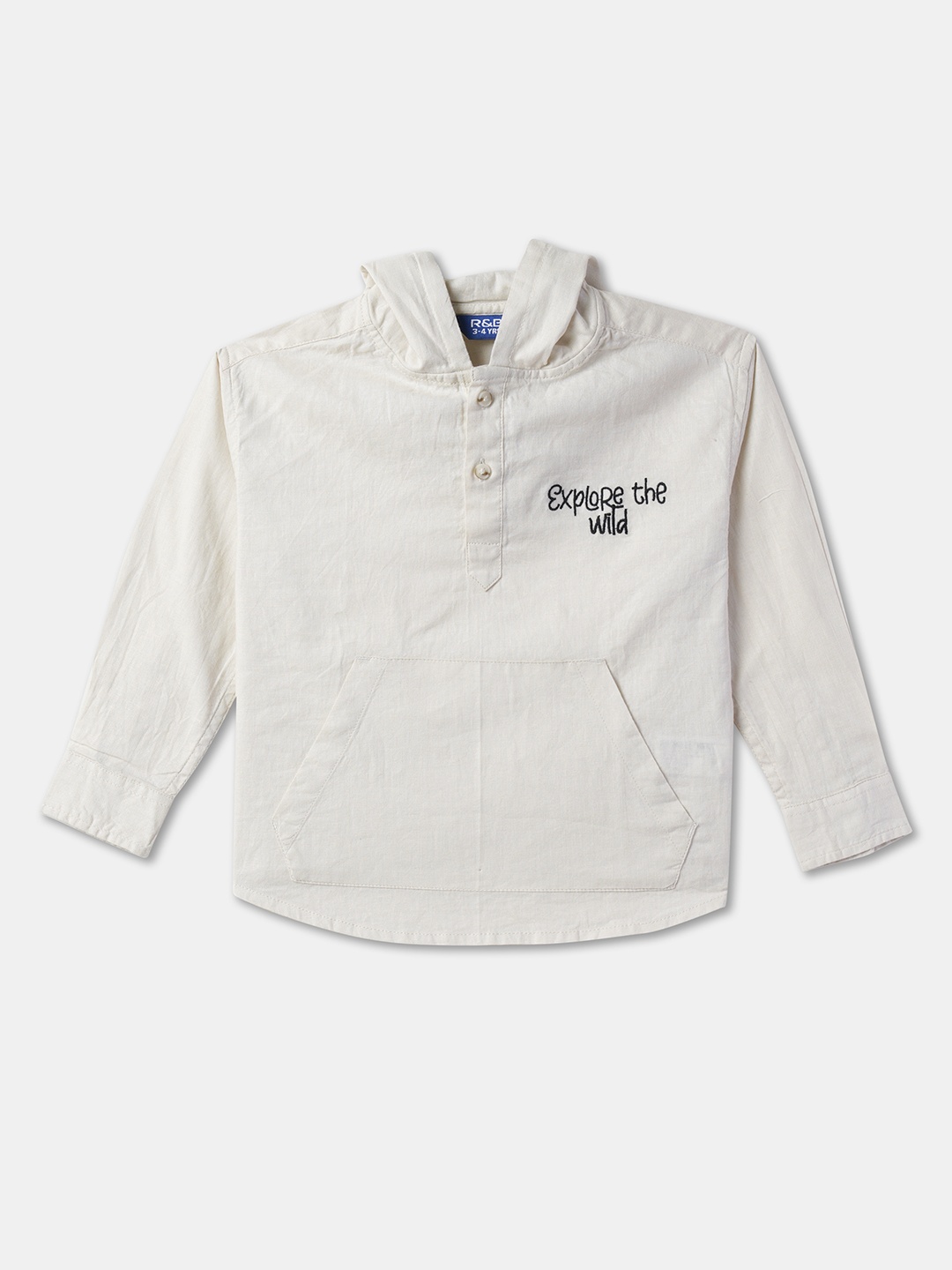 

R&B Boys Striped Spread Collar Long Sleeves Cotton Casual Shirt, Beige