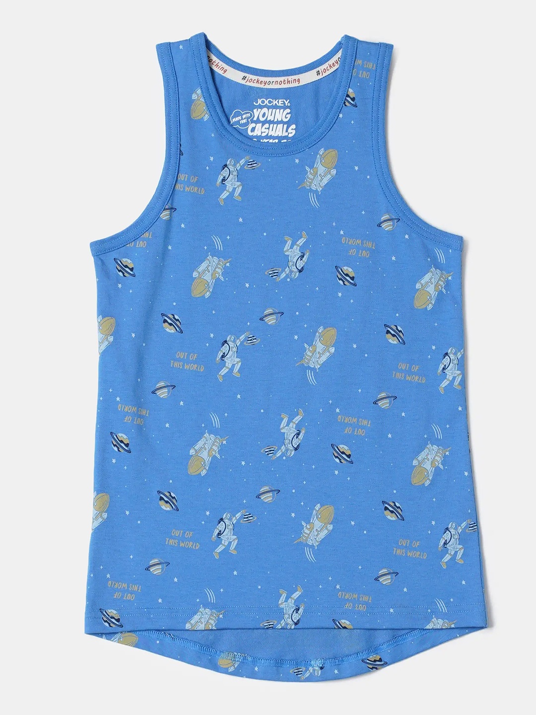 

Jockey Boys Super Combed Cotton Printed Round Neck Tank Top-CB01, Blue