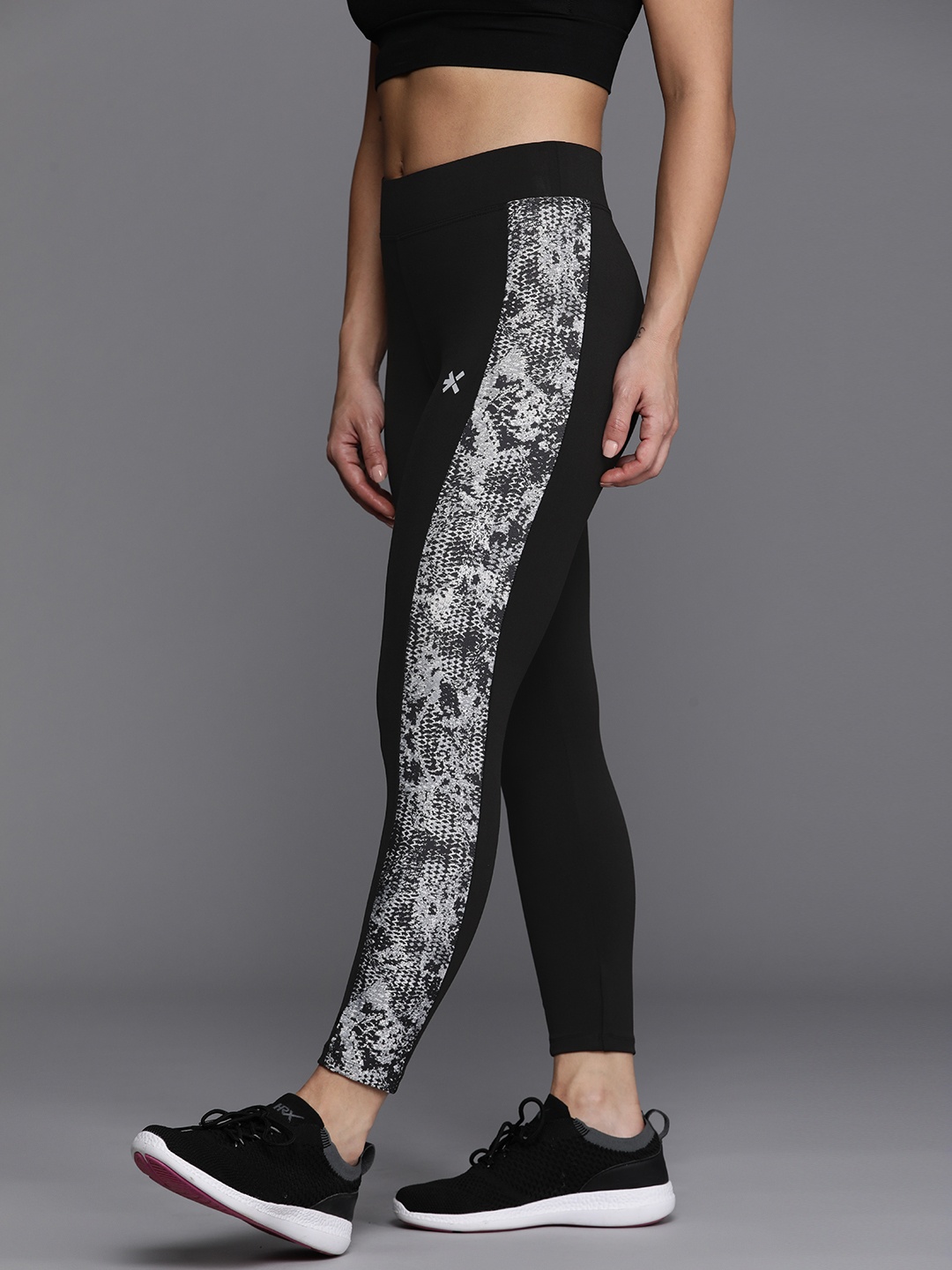 

HRX By Hrithik Roshan Printed Skinny Fit Rapid-Dry Training Tights, Black