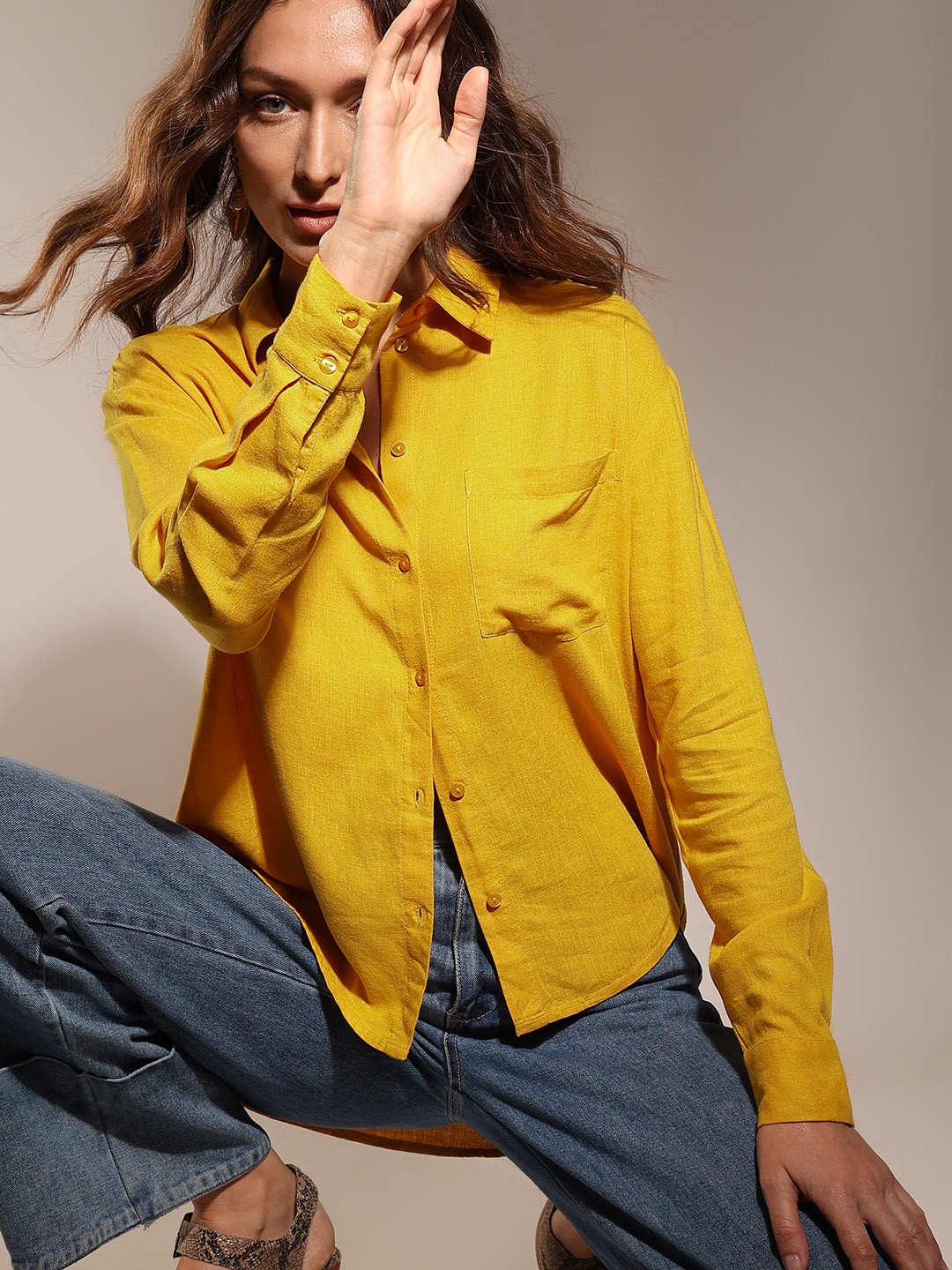 

Vero Moda Spread Collar Opaque Casual Shirt, Yellow