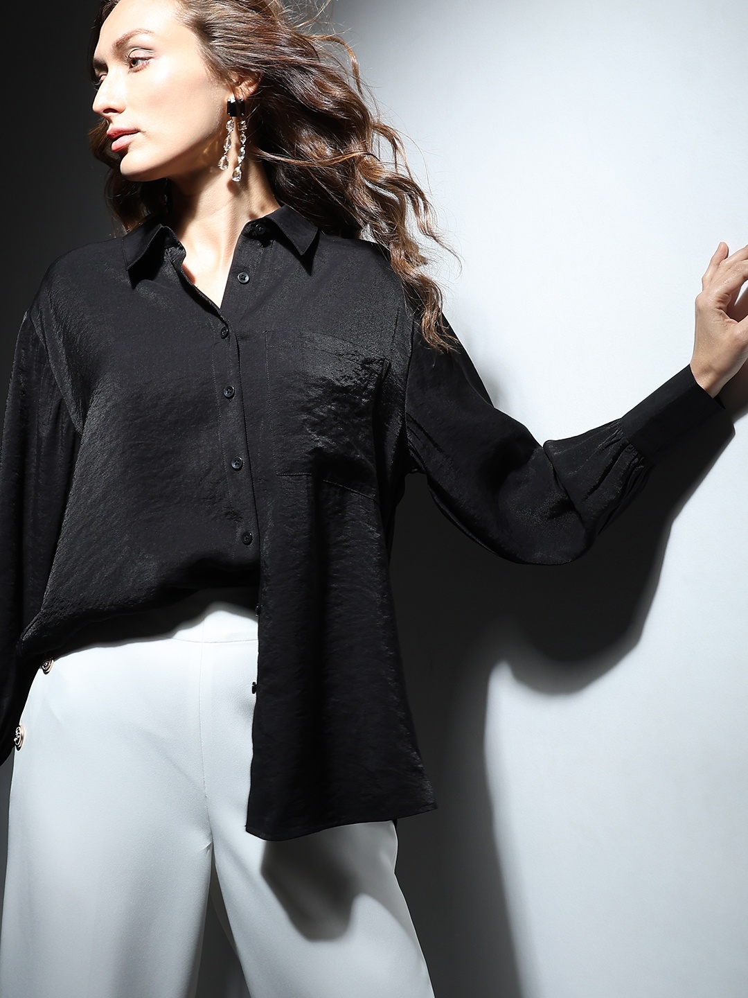

Vero Moda Spread Collar Long Puff Sleeves Party Shirt, Black