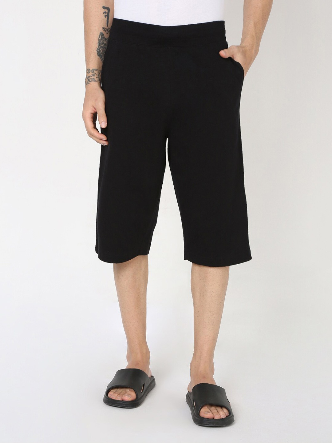 

R&B Men Cotton Shorts, Black