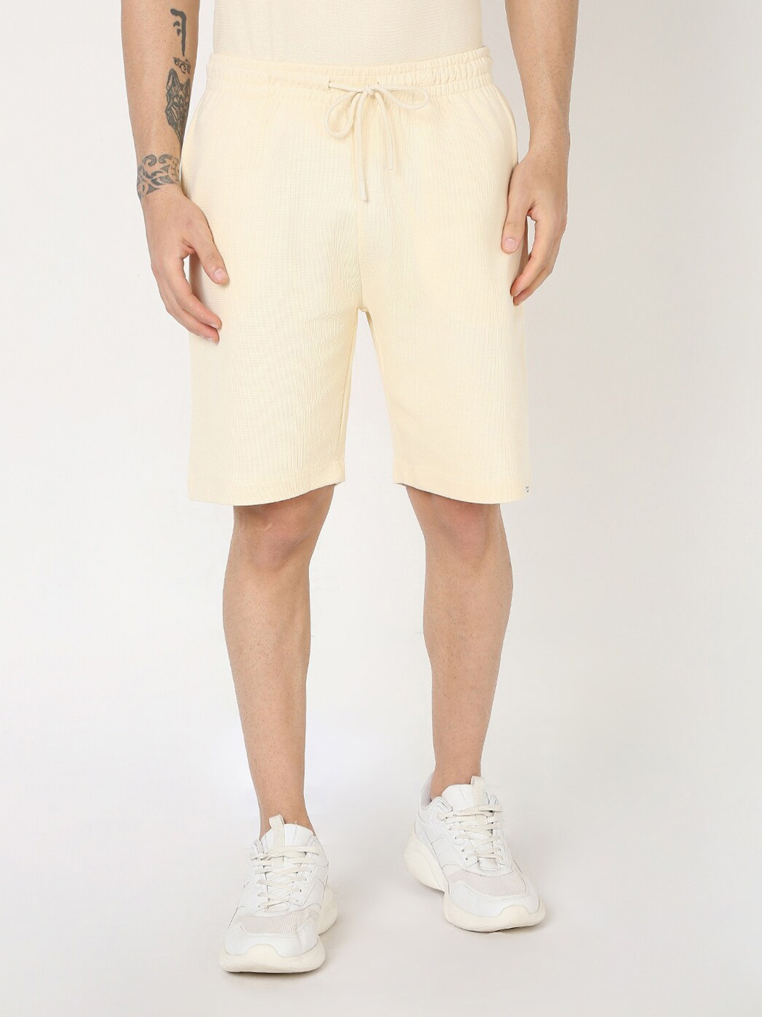 

R&B Men Cotton Shorts, Cream