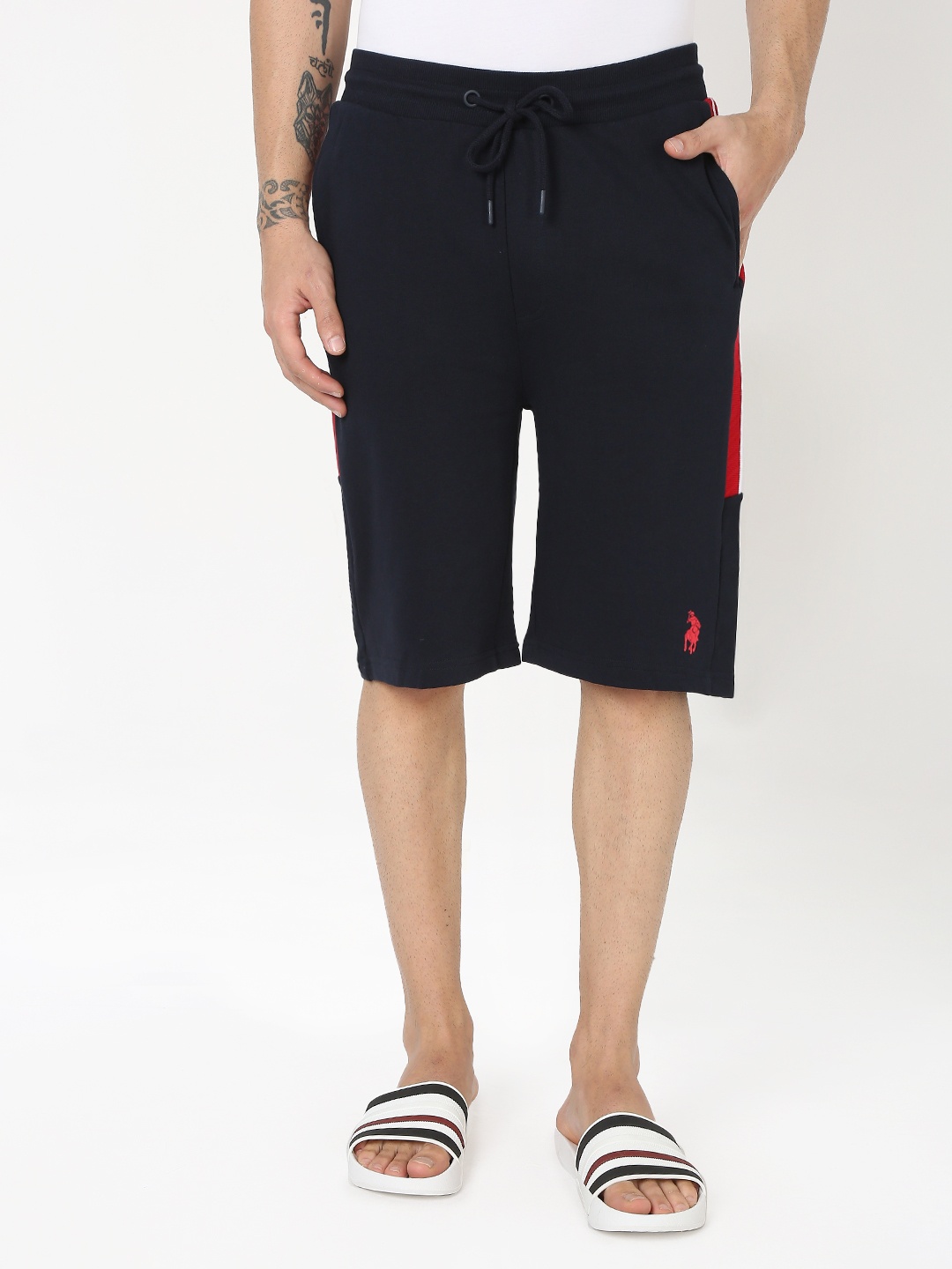 

R&B Men Loose Fit Cotton Shorts, Blue