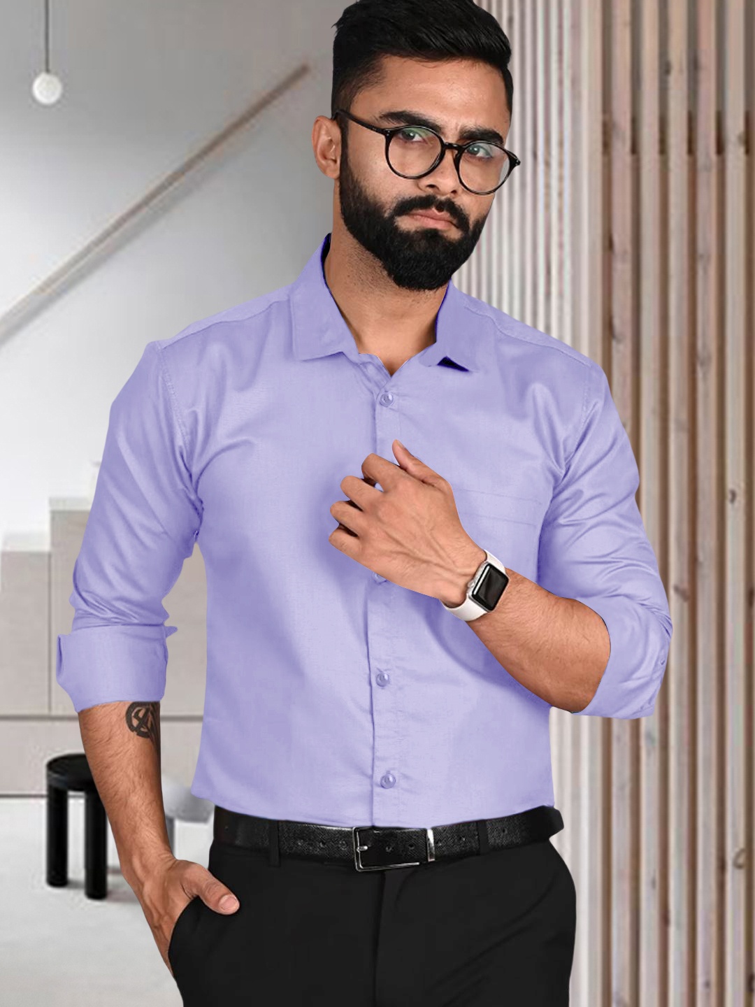 

Ethnic basket Standard Pack of 2 Standard Cotton Formal Shirt, Blue