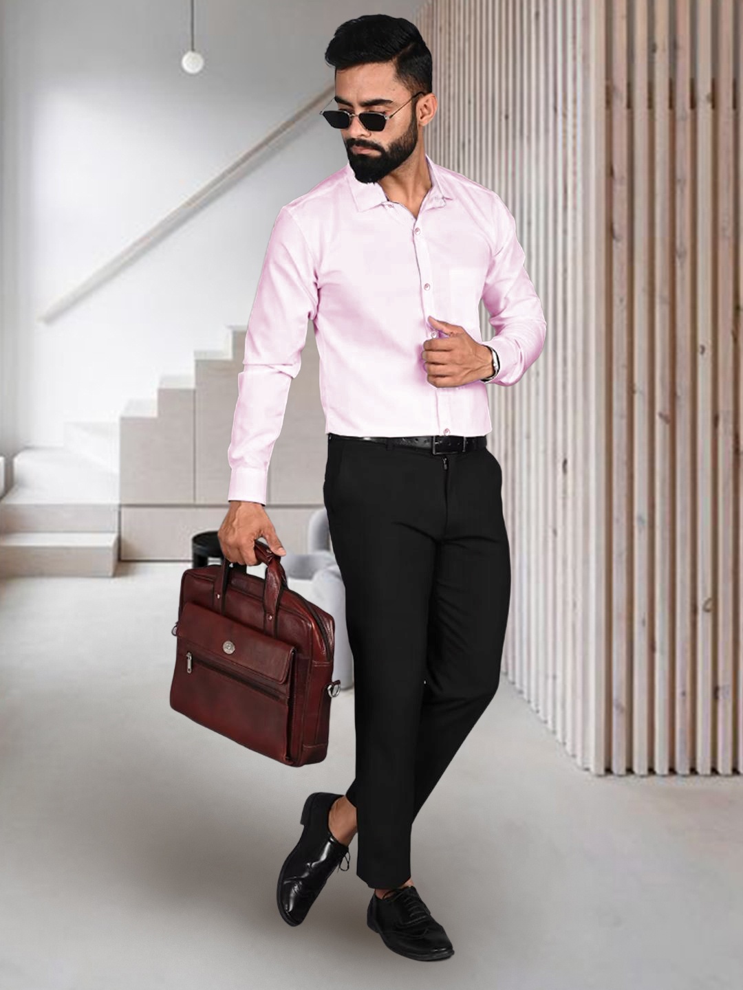 

Ethnic basket Pack Of 2 Spread Collar Long Sleeves Standard Cotton Formal Shirt, Pink