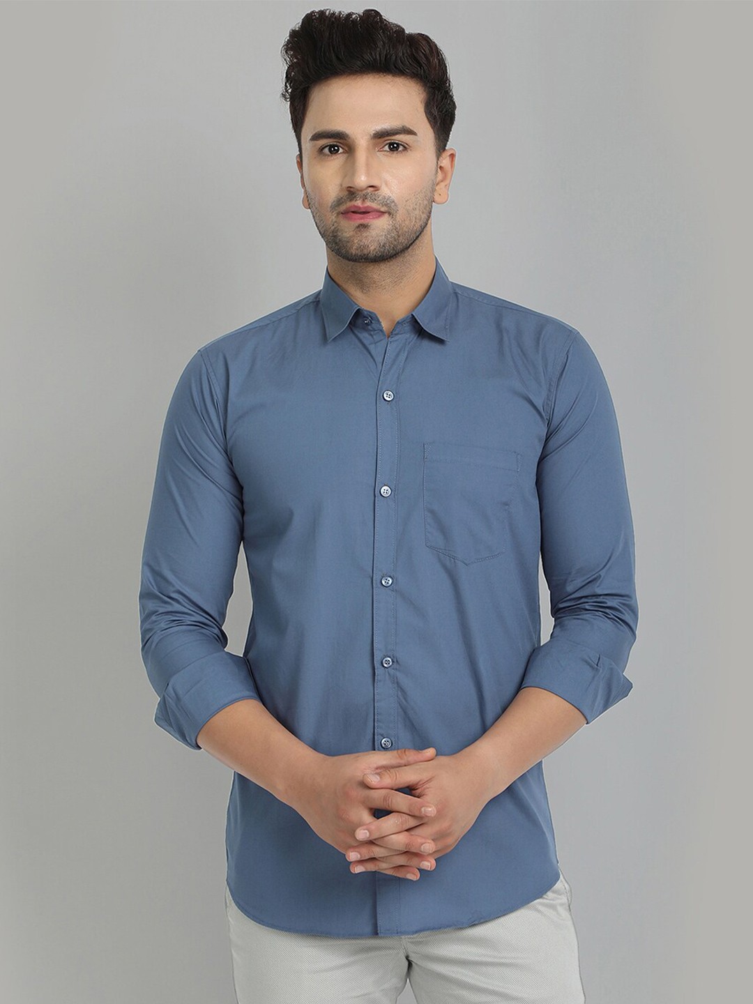 

Majestic Man Men Slim Fit Cotton Casual Shirt, Grey