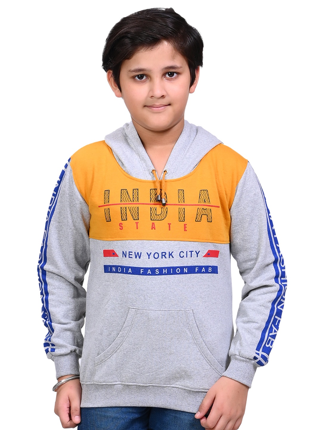 

BAESD Boys Typography Printed Hooded Cotton Sweatshirt, Grey