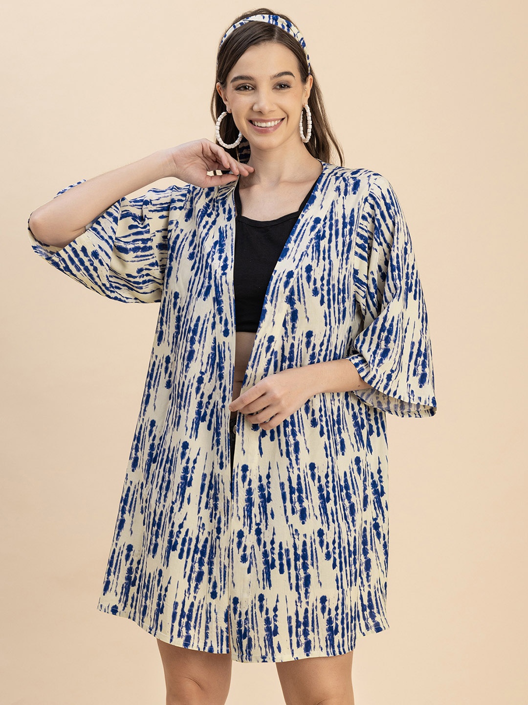 

Moomaya Abstract Printed Shrug, Blue