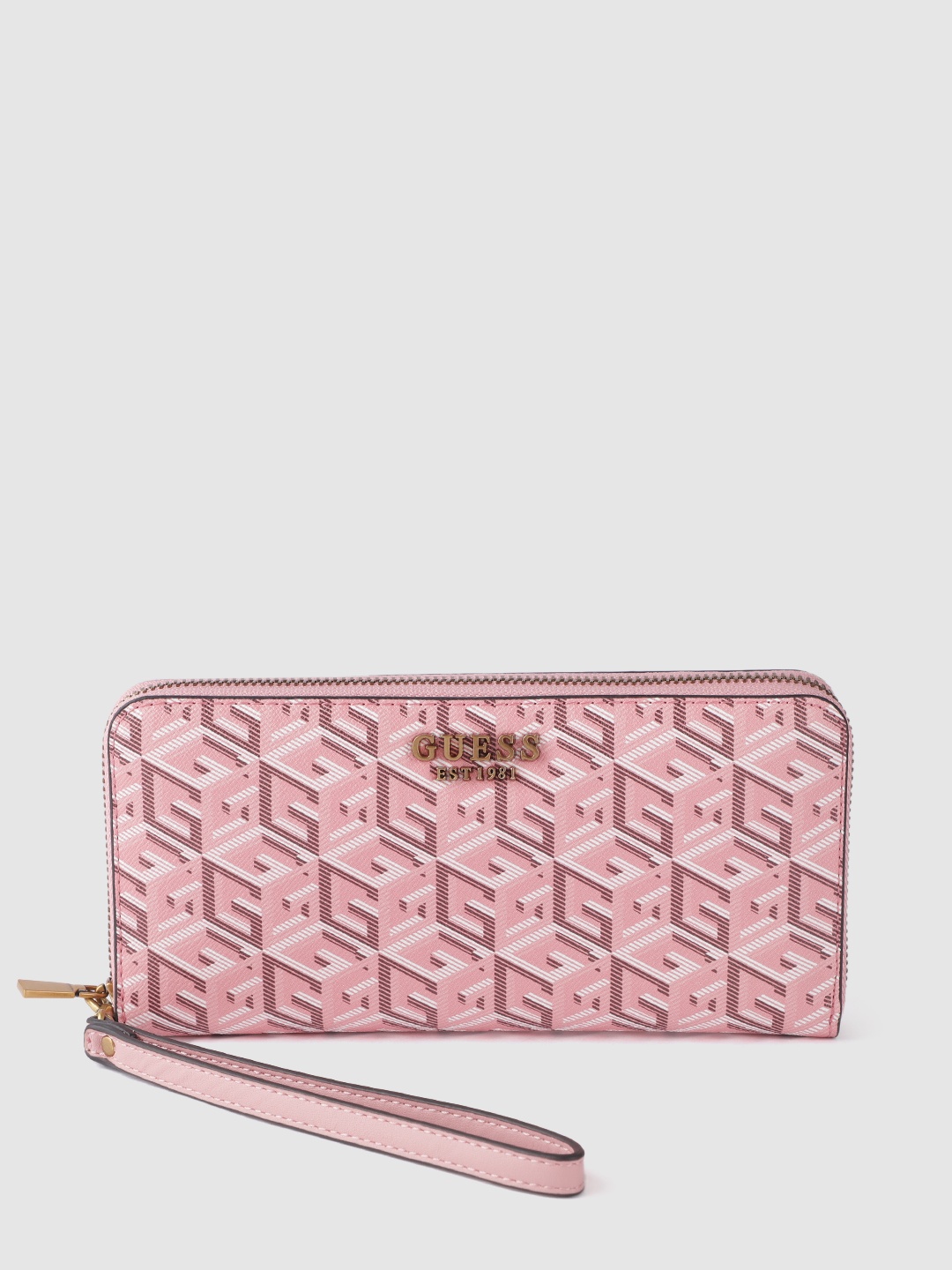 

GUESS Women Brand Logo Printed Large Zip Around Wallet, Pink
