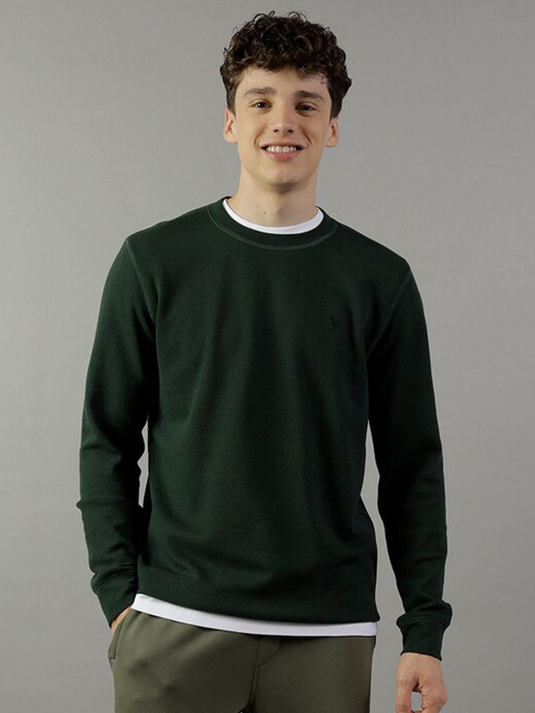 

AMERICAN EAGLE OUTFITTERS Round Neck Cotton T-shirt, Green