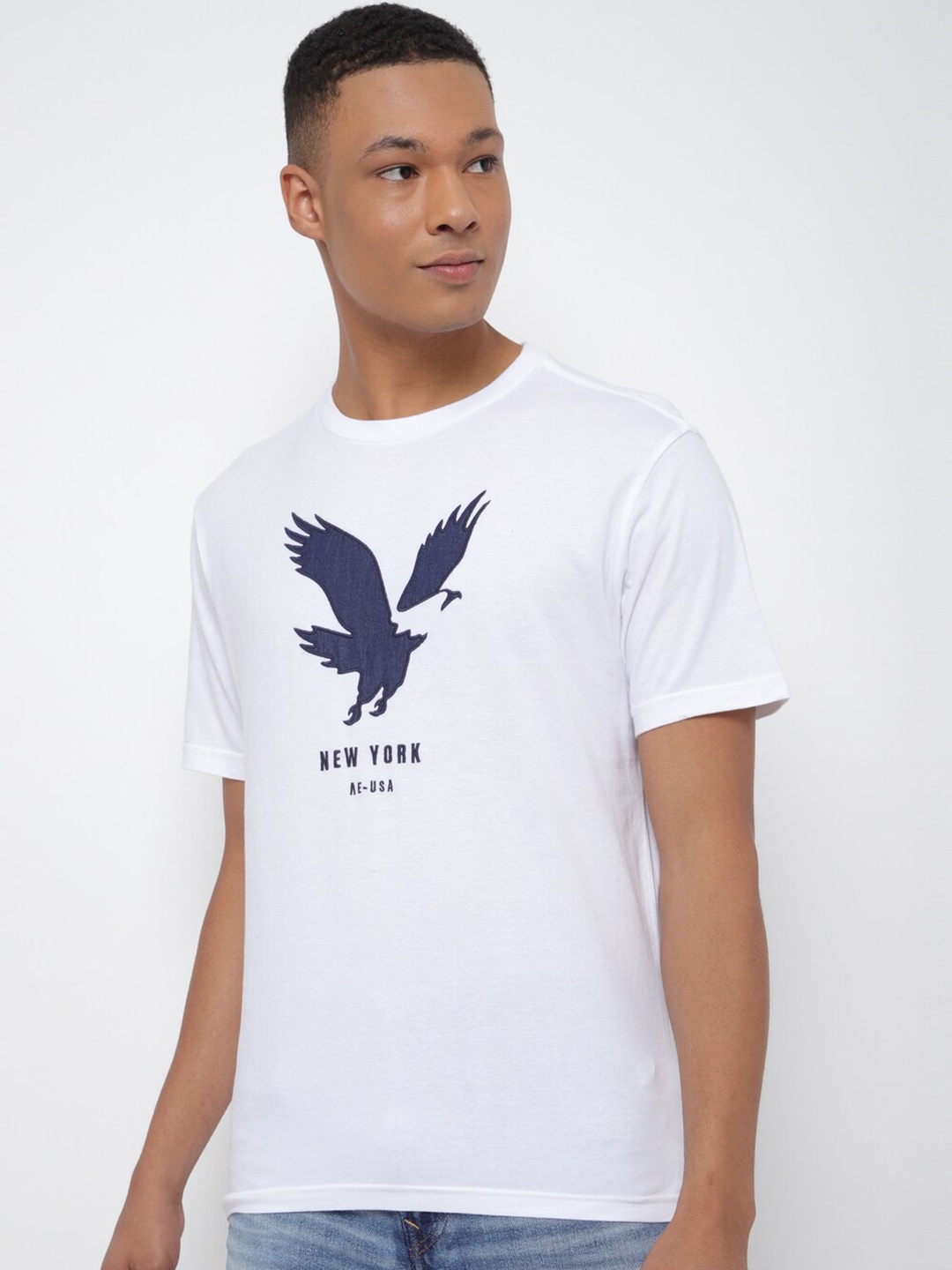 AMERICAN EAGLE OUTFITTERS Printed Round Neck T-shirt, White