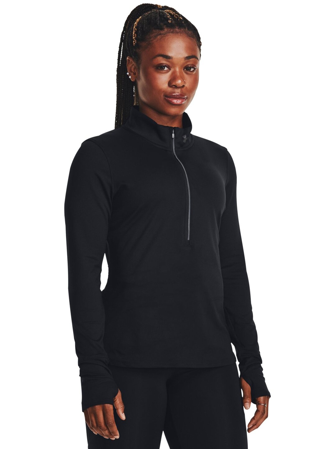 

UNDER ARMOUR Qualifier Run High Neck Half Zipper Slim-Fit T-shirt, Black