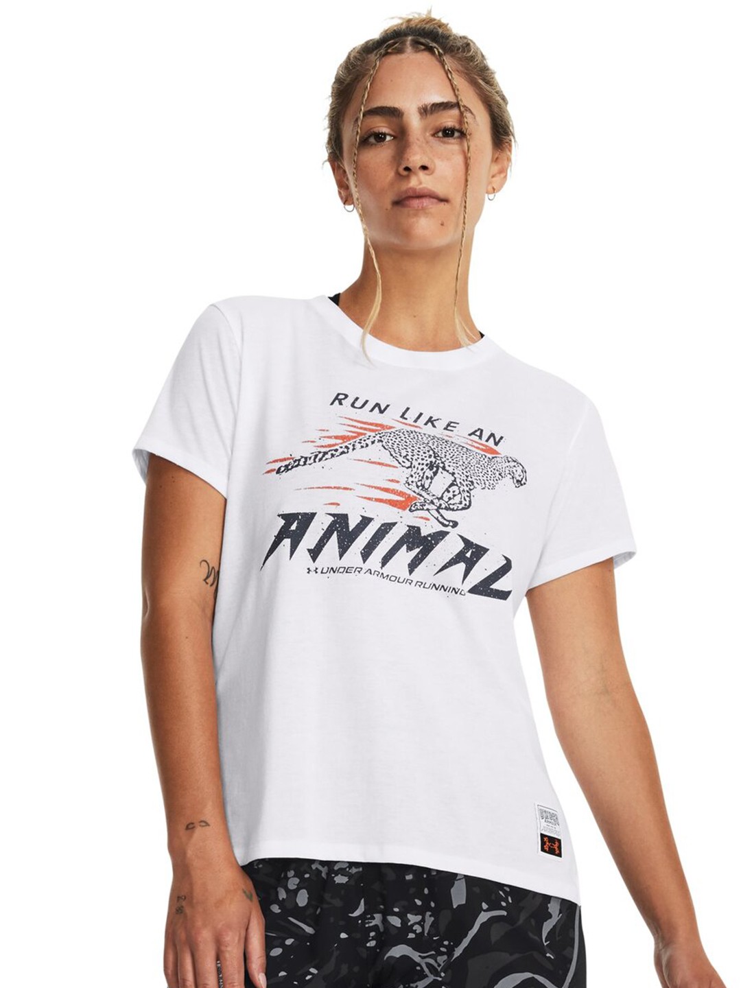 

UNDER ARMOUR Run Like Animal Printed Relaxed-Fit T-Shirt, White