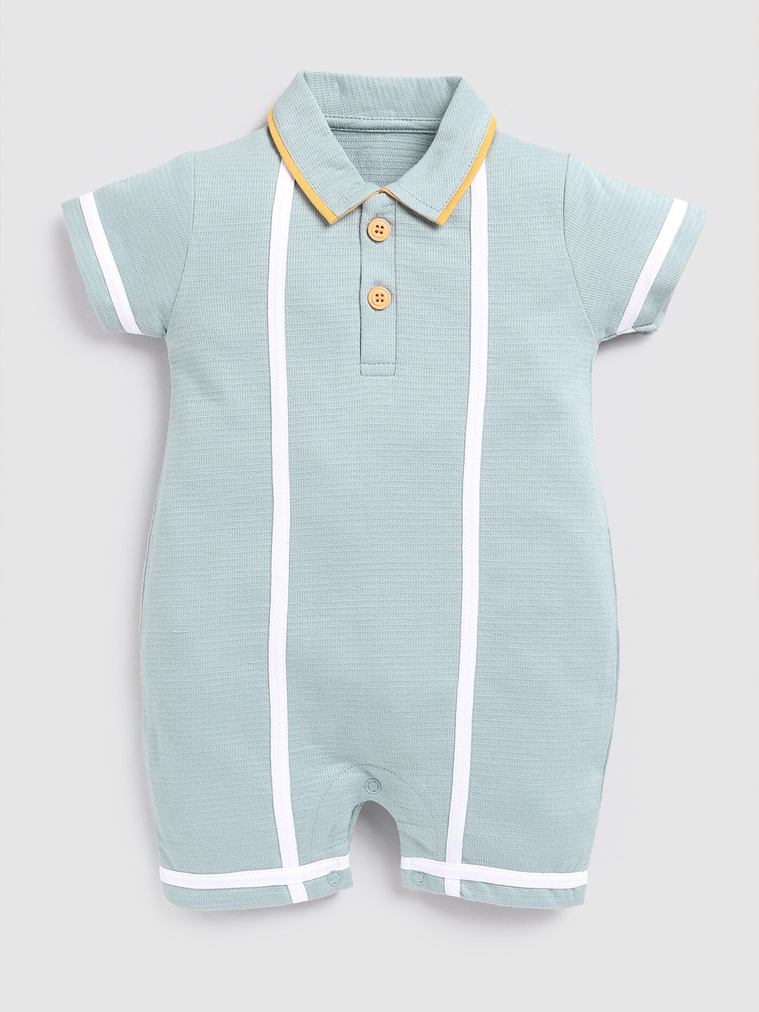 

BABY GO Infants Boys Striped Pure Cotton Rompers, Green