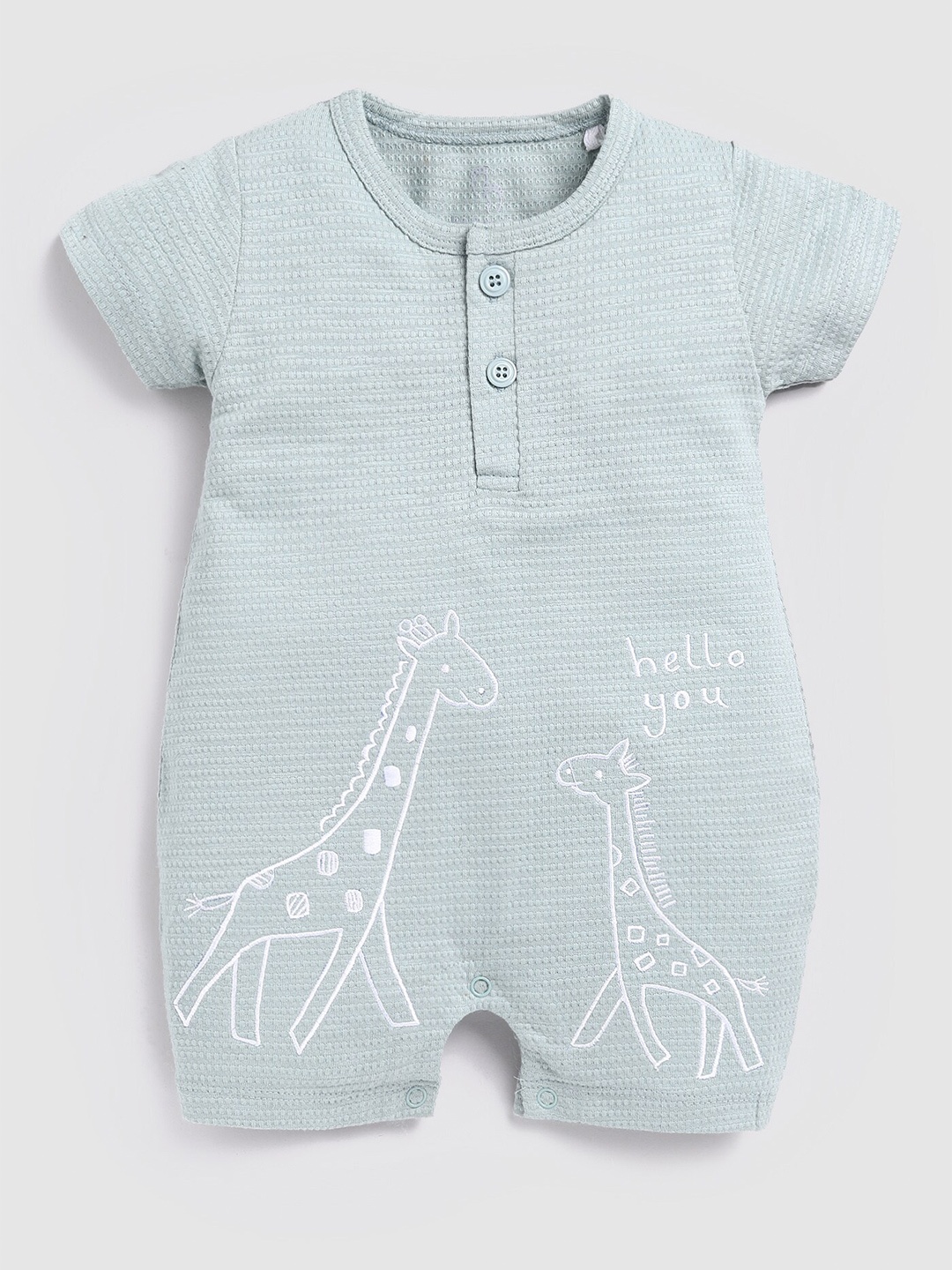

BABY GO Infant Boys Printed Pure Cotton Rompers, Grey