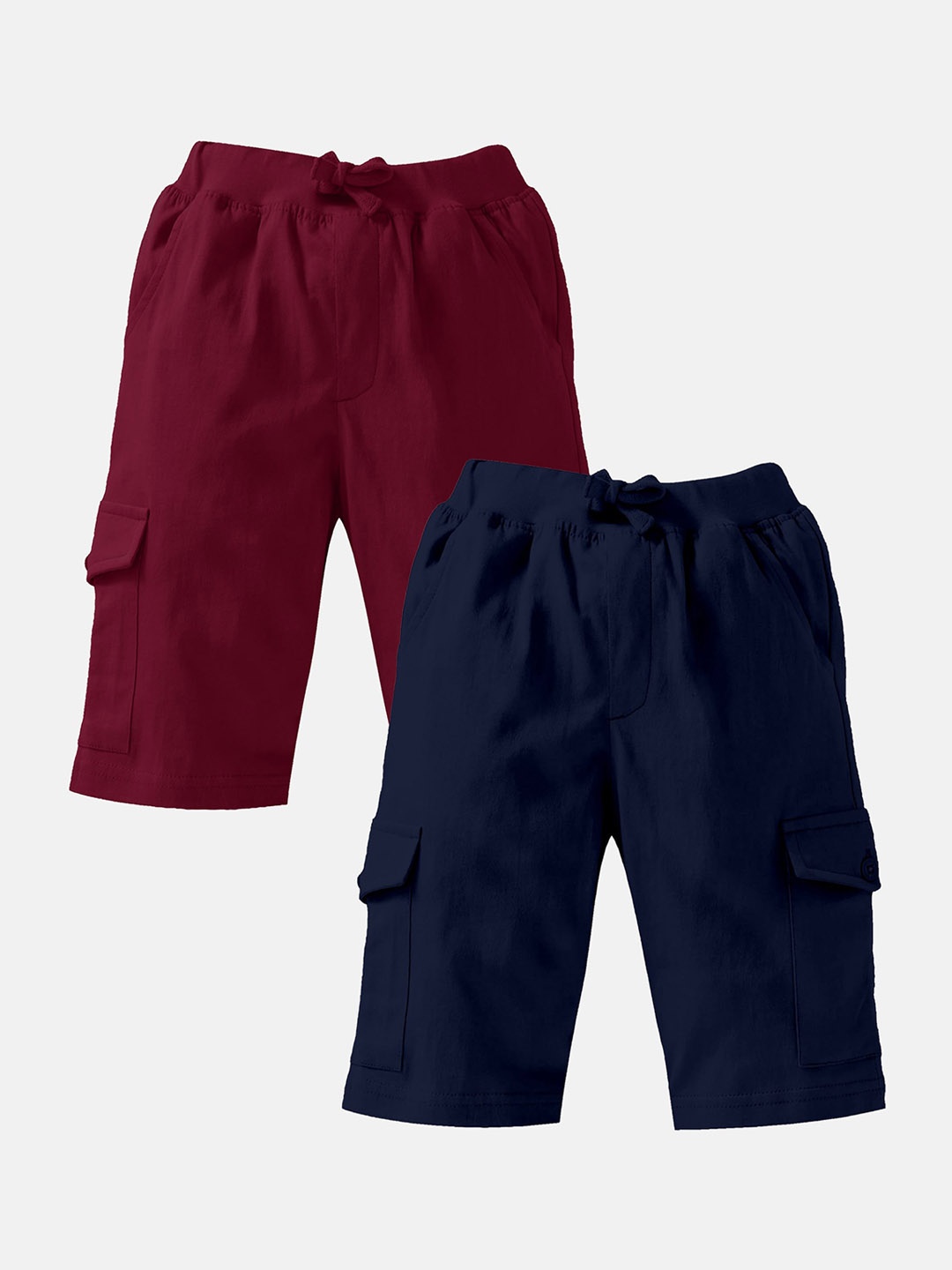 

KiddoPanti Boys Pack of 2 Pure Cotton Cargo Shorts, Maroon