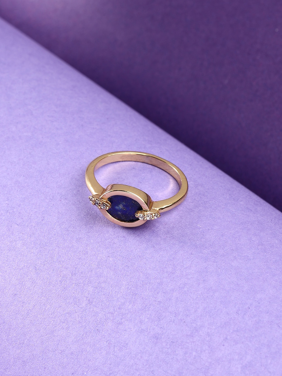 

Accessorize London Women 14K Gold Plated Z Healing Stone Lapis Ring