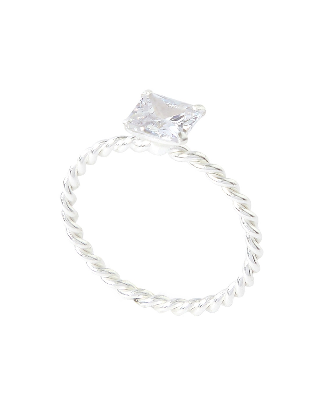 

Accessorize Silver-Plated CZ Stone-Studded 925 Pure Sterling Silver Adjustable Finger Ring