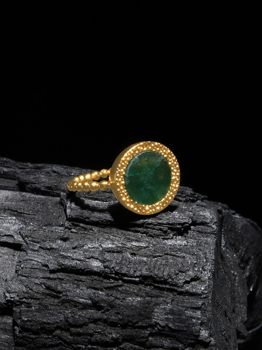 

Accessories 14K Gold Plated Z Green Aventurine Bobble Ring