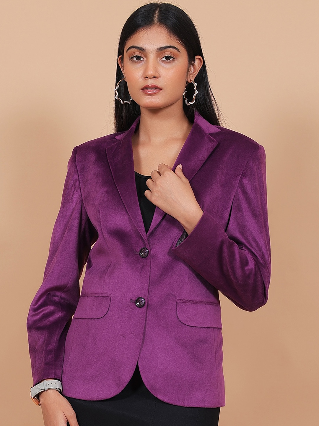 

Talethread Single Breasted Cotton Velvet Blazer, Purple