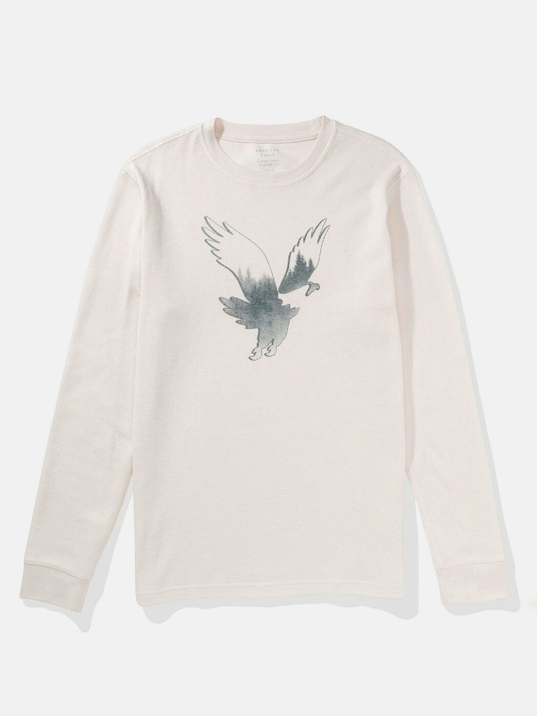 

AMERICAN EAGLE OUTFITTERS Graphic Printed Round Neck Cotton Tshirt, Cream